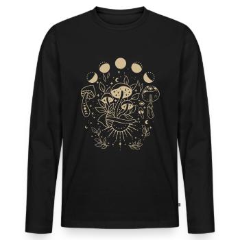 Étoiles Soleil Lune, Boho, ésotérisme, champignons, Magic - T-shirt manches longues Premium bio Homme - noir - Devant - Nico (187cm)