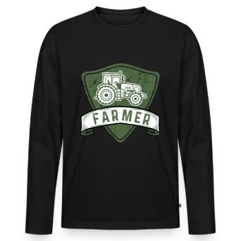 Farmer Farmer Farmer Tracteur Trekker Cadeau - T-shirt manches longues Premium bio Homme - noir - Devant - Nico (187cm)