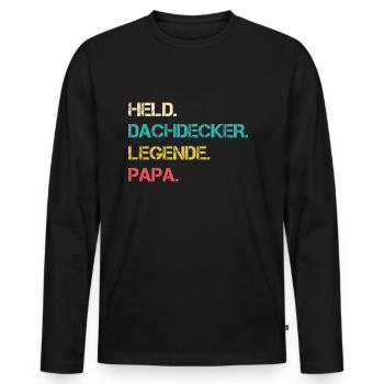 Held Dachdecker Zimmerer Legende Papa - Männer Premium Bio Langarmshirt - Schwarz - Vorne - Nico (187cm)