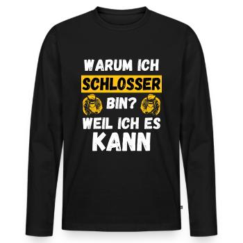 Schlosser Mechaniker Industriemechaniker - Männer Premium Bio Langarmshirt - Schwarz - Vorne - Nico (187cm)