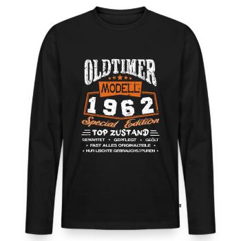 Oldtimer Modell 1962 60. Geburtstag Herren Männer - Männer Premium Bio Langarmshirt - Schwarz - Vorne - Nico (187cm)