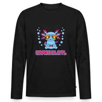 Gamesolotl Gamer Axolotl Gaming - Men's Premium Organic Long Sleeve Shirt - black - Front - Nico (187cm)