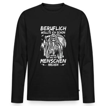 Sensenmann Mit Sense - Männer Premium Bio Langarmshirt - Schwarz - Vorne - Nico (187cm)