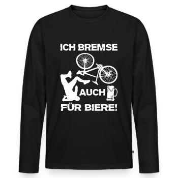 Lustige Fahrrad Sprüche Bier Spaß - Männer Premium Bio Langarmshirt - Schwarz - Vorne - Nico (187cm)