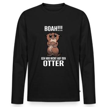 Otter Boah Lustiges Spruch - Männer Premium Bio Langarmshirt - Schwarz - Vorne - Nico (187cm)