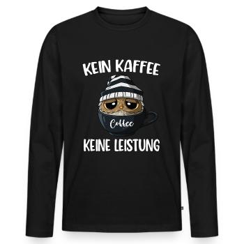 Kaffee Spruch Eule Kein Kaffee Keine Leistung - Männer Premium Bio Langarmshirt - Schwarz - Vorne - Nico (187cm)