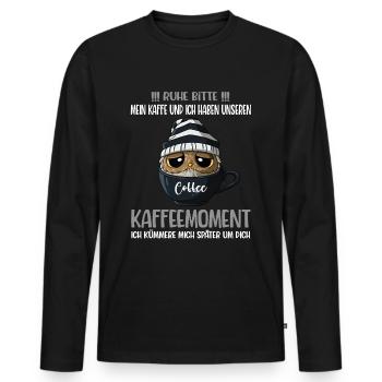 Kaffee Kaffeeliebhaber Spruch Ruhe Bitte Eule - Männer Premium Bio Langarmshirt - Schwarz - Vorne - Nico (187cm)