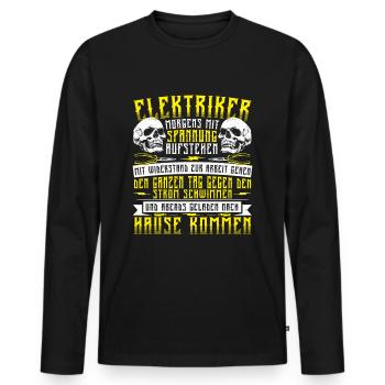 Elektriker Spruch Elektromeister Elektrotechniker - Männer Premium Bio Langarmshirt - Schwarz - Vorne - Nico (187cm)