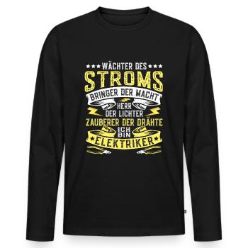 Elektriker Wächter Des Stromes Elektriker Spruch - Männer Premium Bio Langarmshirt - Schwarz - Vorne - Nico (187cm)