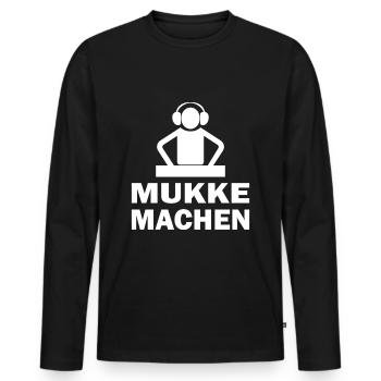 DJ Mukke machen Outfit für Party, Club und Disco - Männer Premium Bio Langarmshirt - Schwarz - Vorne - Nico (187cm)
