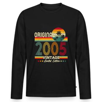 Original 2005 Vintage Cadeau d’anniversaire Rétro - T-shirt manches longues Premium bio Homme - noir - Devant - Nico (187cm)
