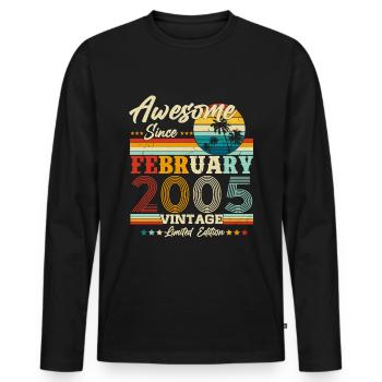 February 2005 Born birthday Retro - Men's Premium Organic Long Sleeve Shirt - black - Front - Nico (187cm)