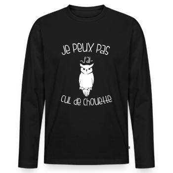 Je Peux Pas J'ai Cul de Chouette - T-shirt manches longues Premium bio Homme - noir - Devant - Nico (187cm)