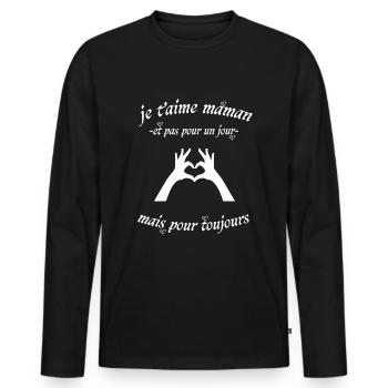 Je t'aime maman - T-shirt manches longues Premium bio Homme - noir - Devant - Nico (187cm)