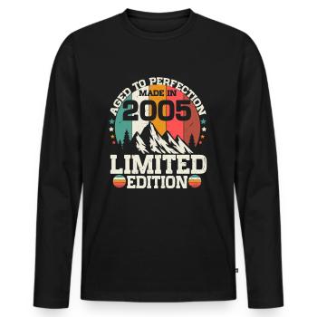 2005 vintage vintage cadeau d’anniversaire rétro - T-shirt manches longues Premium bio Homme - noir - Devant - Nico (187cm)