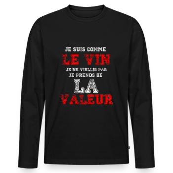 Je Suis Comme Le Vin - T-shirt manches longues Premium bio Homme - noir - Devant - Nico (187cm)