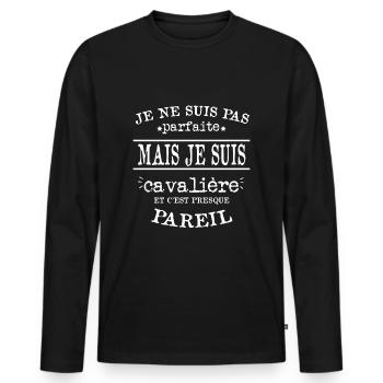 Je Suis Cavalière Parfaite - T-shirt manches longues Premium bio Homme - noir - Devant - Nico (187cm)