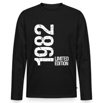 1982 Limited Edition - Men's Premium Organic Long Sleeve Shirt - black - Front - Nico (187cm)