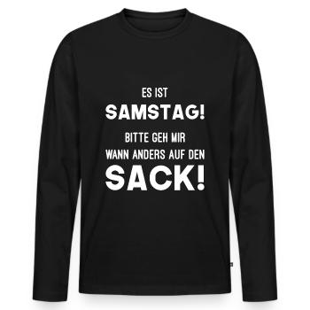 Samstag Sack Nerven - Männer Premium Bio Langarmshirt - Schwarz - Vorne - Nico (187cm)