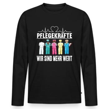 Statement Pflege Krankenschwester Pflegeleben MFA - Männer Premium Bio Langarmshirt - Schwarz - Vorne - Nico (187cm)