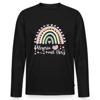 Pflegerin mit Herz Altenpflege Pflegeleben - Männer Premium Bio Langarmshirt - Schwarz - Vorne - Nico (187cm)