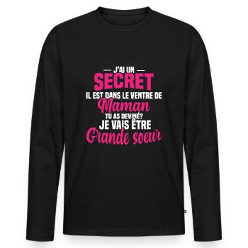 Tu as deviné je vais être grande soeur Humour - T-shirt manches longues Premium bio Homme - noir - Devant - Nico (187cm)