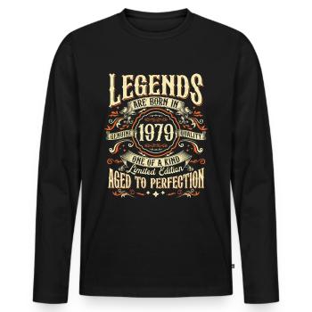 Né en 1979 Legends Vintage Anniversaire - T-shirt manches longues Premium bio Homme - noir - Devant - Nico (187cm)