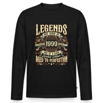 Vintage Born 1999 Legends Vintage Birthday - Men's Premium Organic Long Sleeve Shirt - black - Front - Nico (187cm)