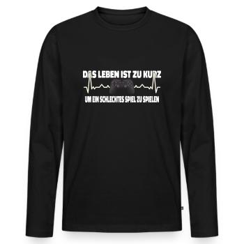 Gamer Herzschlag Gaming Konsole Zocker Nerd - Männer Premium Bio Langarmshirt - Schwarz - Vorne - Nico (187cm)