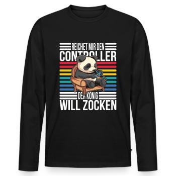 Gamer Zocker Reichet mir den Controller König - Männer Premium Bio Langarmshirt - Schwarz - Vorne - Nico (187cm)