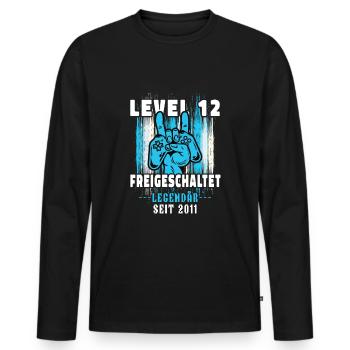 12. Geburtstag Junge Level 12 Gaming Zocker Gamer - Männer Premium Bio Langarmshirt - Schwarz - Vorne - Nico (187cm)