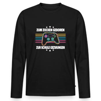 Zum Zocken Geboren Controller Zocker Gaming Gamer - Männer Premium Bio Langarmshirt - Schwarz - Vorne - Nico (187cm)