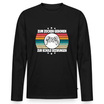Zum Zocken Geboren Controller Zocker Gaming Gamer - Männer Premium Bio Langarmshirt - Schwarz - Vorne - Nico (187cm)