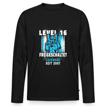 16. Geburtstag Junge Level 16 Gaming Zocker Gamer - Männer Premium Bio Langarmshirt - Schwarz - Vorne - Nico (187cm)
