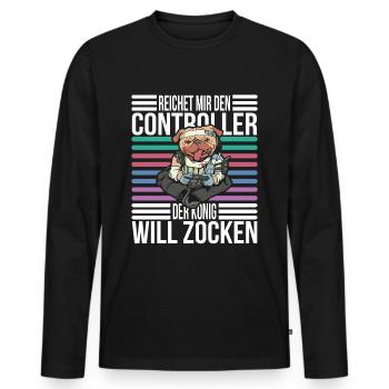 Reichet mir den Controller König Gaming Zocken - Männer Premium Bio Langarmshirt - Schwarz - Vorne - Nico (187cm)