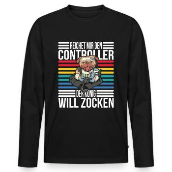 Reichet mir den Controller König Gaming Zocken - Männer Premium Bio Langarmshirt - Schwarz - Vorne - Nico (187cm)