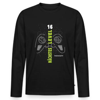 Level 16 Geburtstag Junge Gaming Zocker Gamer - Männer Premium Bio Langarmshirt - Schwarz - Vorne - Nico (187cm)