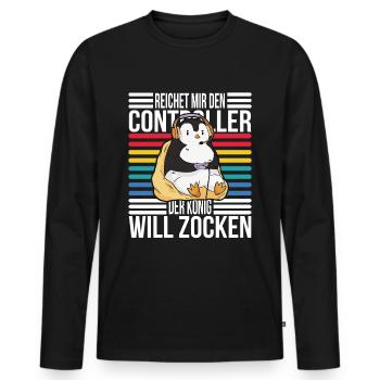 Reichet mir den Controller König Gaming Zocken - Männer Premium Bio Langarmshirt - Schwarz - Vorne - Nico (187cm)