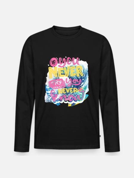 NEVER GIVE UP - Men's Premium Organic Long Sleeve Shirt - black