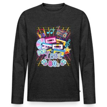 MÉLOMANES DES ANNÉES 1980 - T-shirt manches longues Premium bio Homme - anthracite chiné - Devant - Nico (187cm)