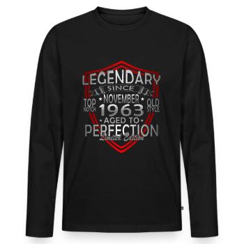 60 Year Old Birthday Edition November 1963 - Men's Premium Organic Long Sleeve Shirt - black - Front - Nico (187cm)