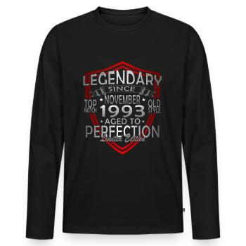 November 1993 Legend for 30 years man woman - Men's Premium Organic Long Sleeve Shirt - black - Front - Nico (187cm)
