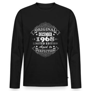 1968 En Décembre Millésime - T-shirt manches longues Premium bio Homme - noir - Devant - Nico (187cm)