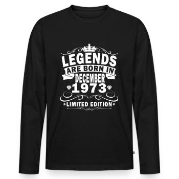 Vintage 1973 décembre rétro cadeau d’anniversaire - T-shirt manches longues Premium bio Homme - noir - Devant - Nico (187cm)