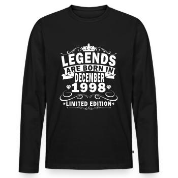 Décembre 1998 Anniversaire Décembre 1998 Décembre - T-shirt manches longues Premium bio Homme - noir - Devant - Nico (187cm)