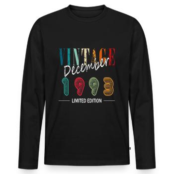 Décembre 1993 Anniversaire Décembre 1993 Décembre - T-shirt manches longues Premium bio Homme - noir - Devant - Nico (187cm)