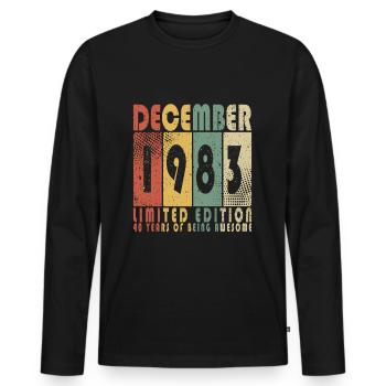 Décembre 1983 - 1983 Décembre - T-shirt manches longues Premium bio Homme - noir - Devant - Nico (187cm)