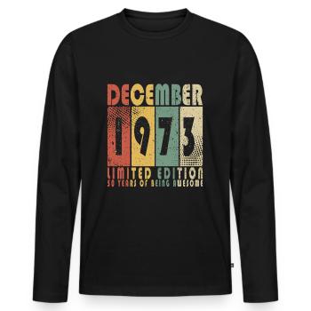 December 1973 Birthday Present December 1973 - Men's Premium Organic Long Sleeve Shirt - black - Front - Nico (187cm)