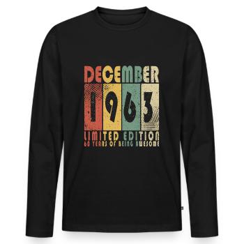 Dezember 1963 - 1963 Dezember - Männer Premium Bio Langarmshirt - Schwarz - Vorne - Nico (187cm)