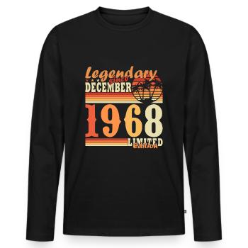 55e anniversaire 55 ans Décembre 1968 - T-shirt manches longues Premium bio Homme - noir - Devant - Nico (187cm)